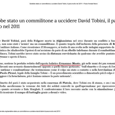 10. Forze Armate News 18.08.2020 Sarebbe Stato Un Commilitone A Uccidere David Tobini Il Para Morto Nel 2011 1